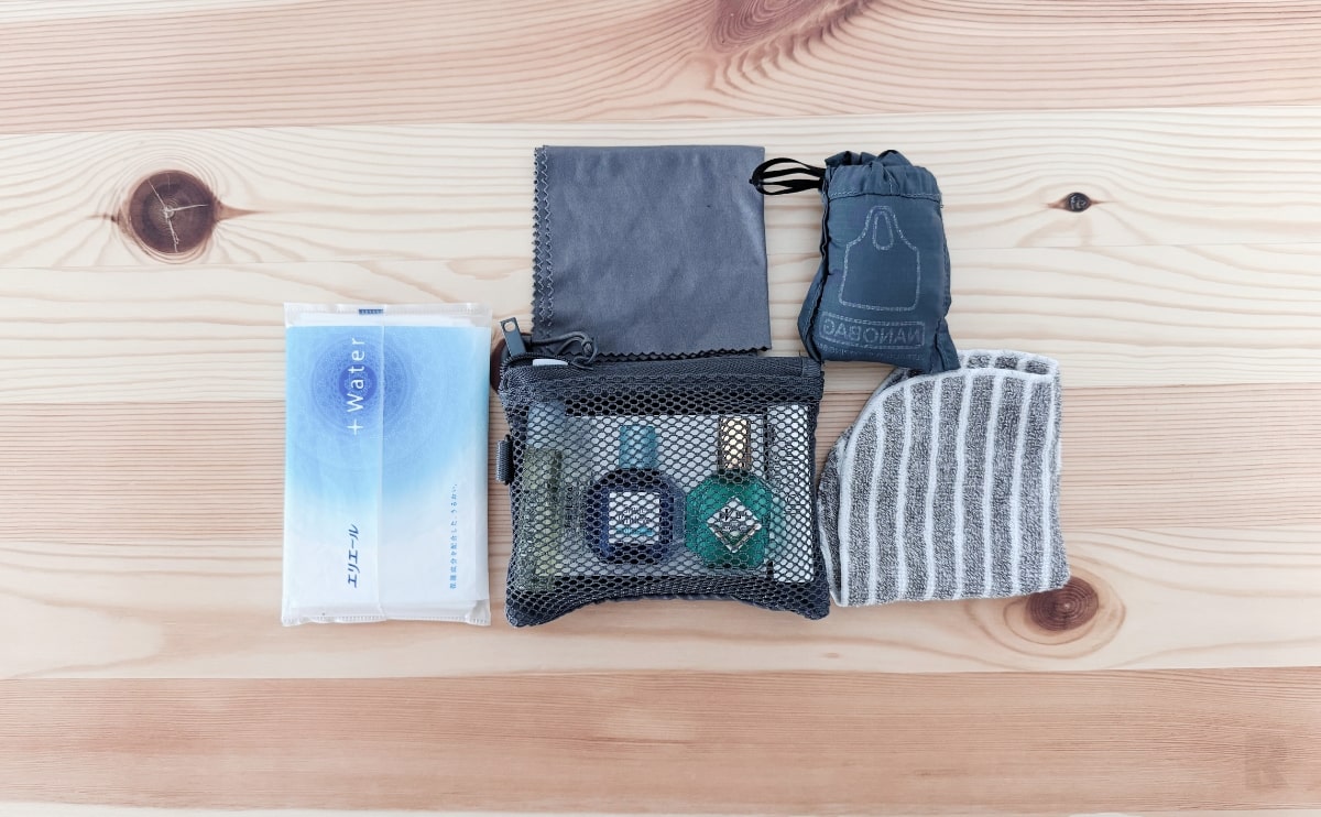 私はよく使用するハンカチ、ポケットティッシュ。目薬などの化粧品類、エコバッグなどを収納していました。